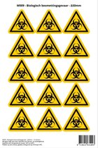 Pictogram sticker W009 - Biologisch besmettingsgevaar - Δ50mm - 15 stickers op 1 vel