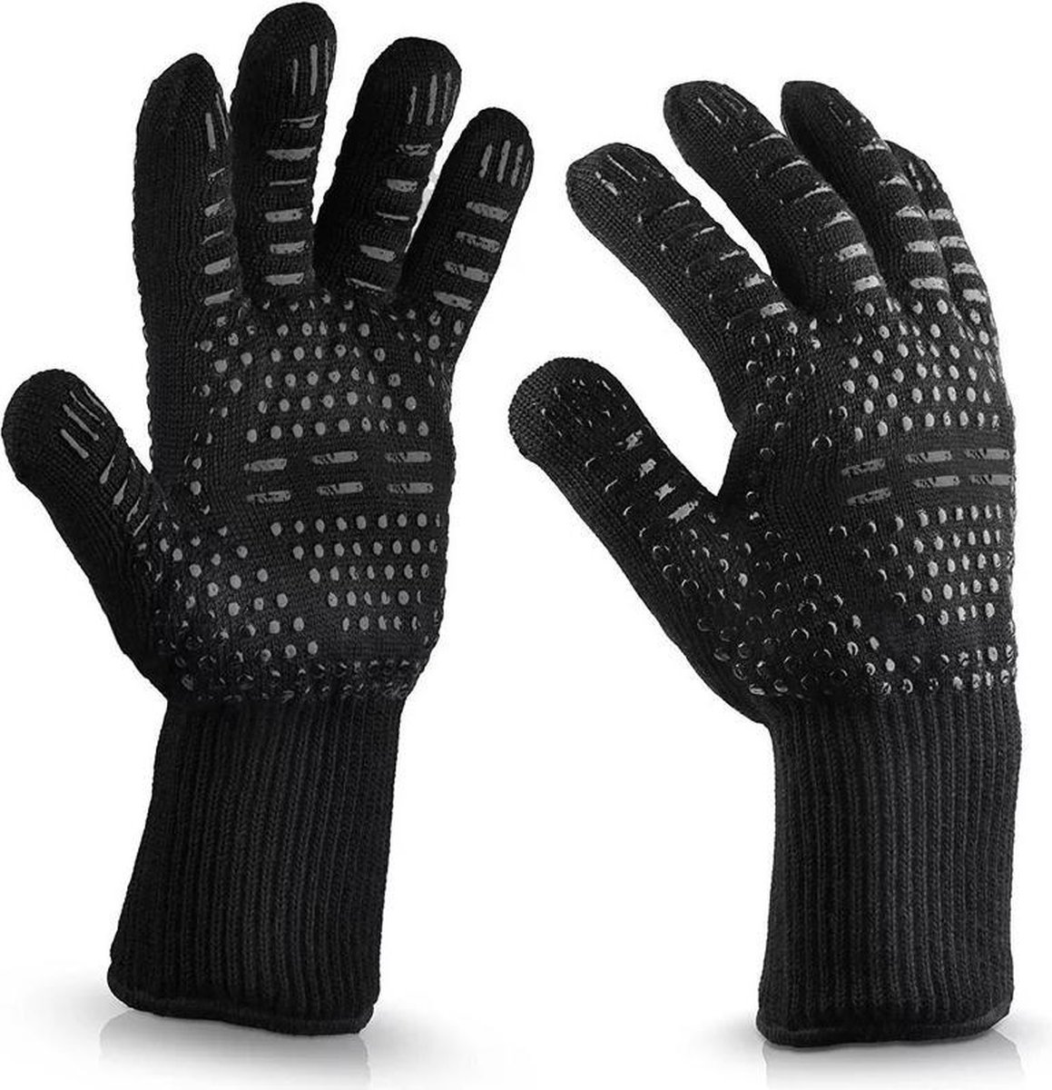 LOUZIR Hittebestendige Barbecue Handschoen – Tot 250 ℃ - Hoogwaardige Comfortabele BBQ Handschoenen - N407 Gecertificeerd – Ovenhandschoenen – Ovenwanten – Zwart - LOUZIR