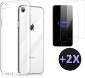iPhone SE (2020) Hoesje Transparant - Siliconen Back Cover & 2 X Glazen Screen Protector