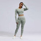 Army Long Sleeve Crop Top - Groen