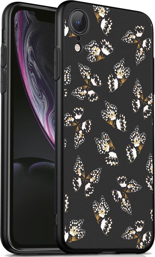 iMoshion Design voor de iPhone Xr hoesje - Vlinder - Zwart / Wit | bol.com