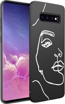 iMoshion Design voor de Samsung Galaxy S10 hoesje - Abstract Gezicht - Wit / Zwart