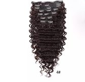Clip in synthetisch hairextensions curly weave kleur 4 medium light brown 60cm