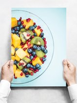 Wandbord: Fruitsalade In Een Glazen Kom - 30 x 42 cm