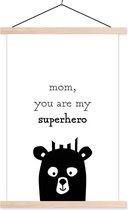 Presentje for Mother's Day - Quote mom you are my superhero - Superhero affiche textielposter blanc plaque d'école 60x90 cm - Tirage photo sur poster textielposter (décoration murale salon / chambre)