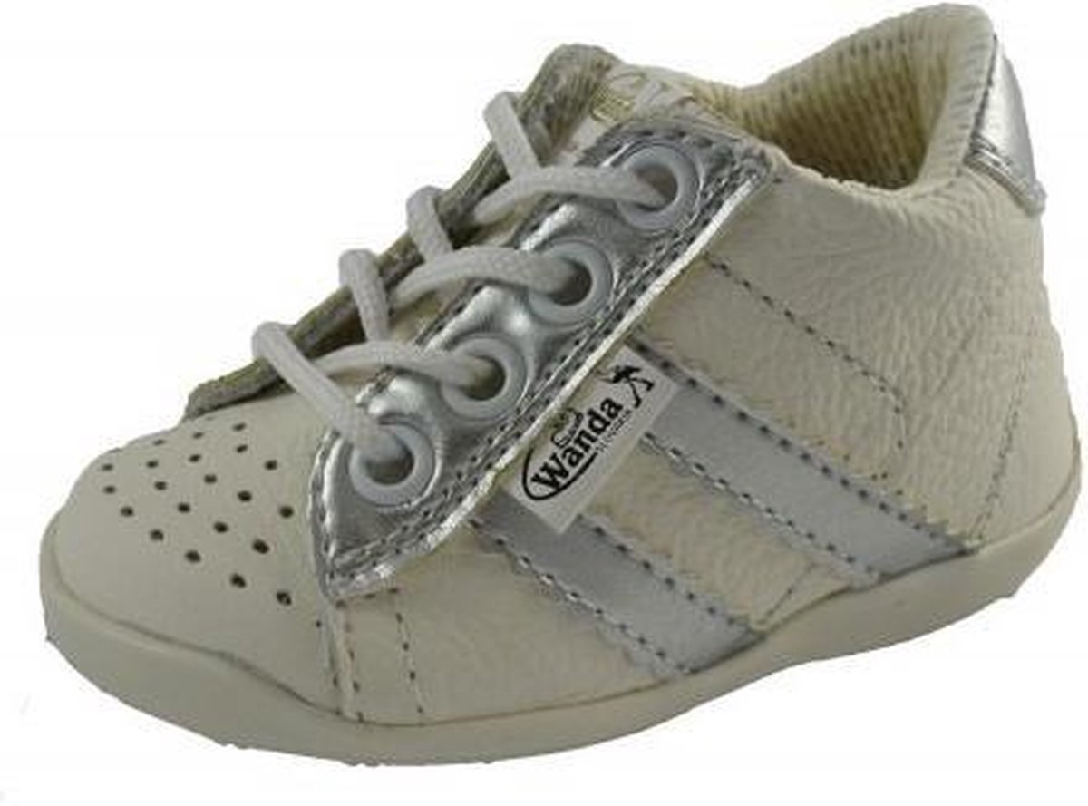 Wanda Leren schoenen wit/zilver jongen/meisje eerste stapjes babyschoenen  flexibel sneakers maat 18 - Schoenen.nl