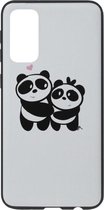 ADEL Siliconen Back Cover Softcase Hoesje Geschikt voor Samsung Galaxy S20 - Panda Familie