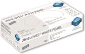 Unigloves nitrile handschoenen - poedervrij latexvrij - wit Pearl - maat M - 100 stuks