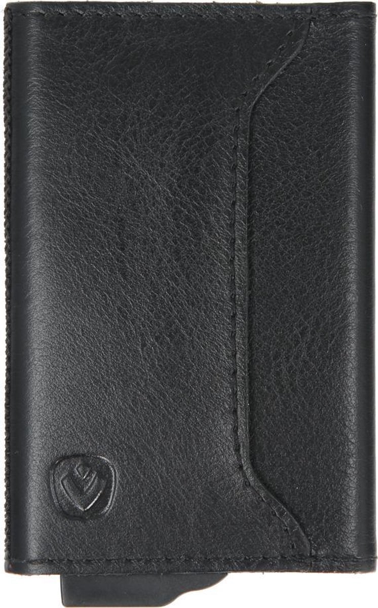 Pasjeshouder met ejector - Leren sleeve - 6 tot 7 pasjes - RFID - Zwart