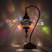 Mozaïek Lamp - Oosterse Lamp - Turkse Lamp - Tafellamp - Marokkaanse Lamp - Boogmodel - Ø 15 cm - Hoogte 42 cm - Handgemaakt - Authentiek - Multi kleur