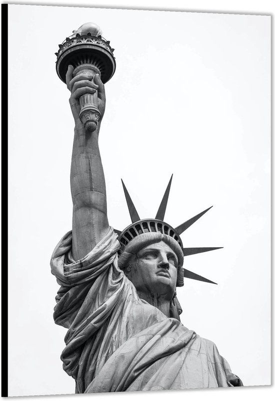 Dibond –Vrijheidsbeeld Zwart - Wit - Amerika– 40x60 Foto op Aluminium (met ophang)