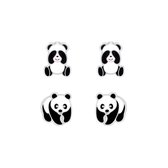 Joy|S - Zilveren oorbellen set 2 paar | Panda