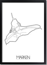 DesignClaud Marken Plattegrond poster A4 + Fotolijst wit