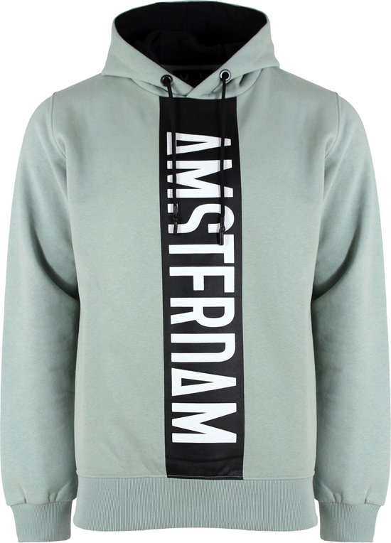 Fox Originals Vertical Cut Hoodie Heren & Dames Amsterdam Capuchon Trui Katoen Groen Maat M