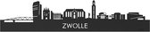 Skyline Zwolle Zwart hout - 100 cm - Woondecoratie design - Wanddecoratie - WoodWideCities