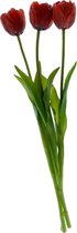 Viv! Home Luxuries - Tulp - 3 stuks - kunststof bloem - Rood - Topkwaliteit