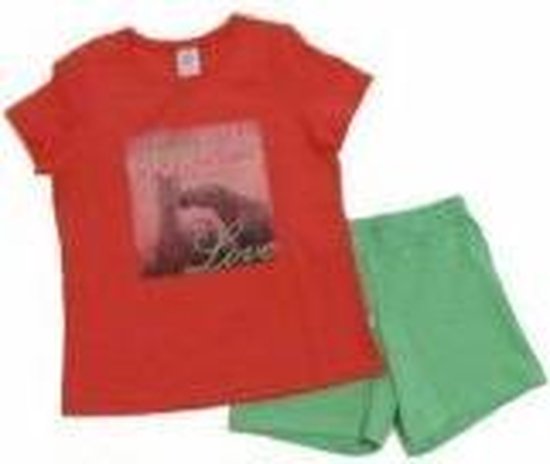 Sanetta Pyjamaset van broek met T-shirt - Roze/Groen - Maat - 104