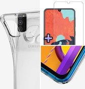 Samsung Galaxy M21 Hoesje Transparant - Siliconen Back Cover & Glazen Screen Protector