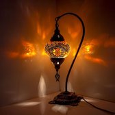 Mozaïek Lamp - Oosterse Lamp - Turkse Lamp - Tafellamp - Marokkaanse Lamp - Boogmodel - Ø 15 cm - Hoogte 42 cm - Handgemaakt - Authentiek - Oranje