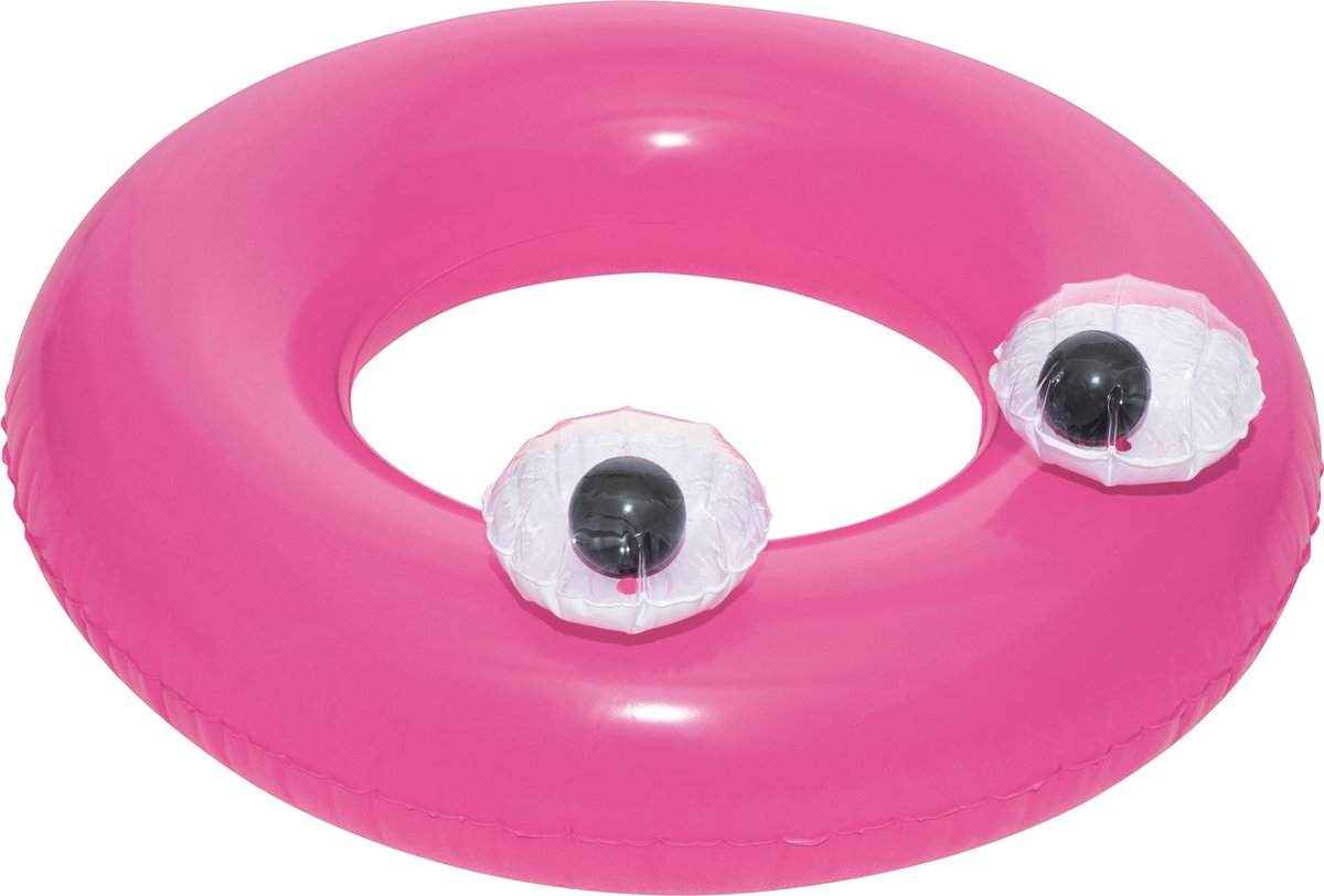 Opblaasbare roze zwemband met ogen 91 cm voor volwassenen - Zwembenodigdheden - Zwemringen - Veilig zwemmen - Roze 3D zwembanden met ogen