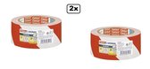 2x Tesa Waarschuwingstape rood/wit 66 meter - Vloer muur tape waarschuwing vloer tape