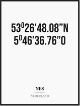 Poster/kaart NES met coördinaten