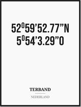 Poster/kaart TERBAND met coördinaten
