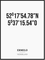 Poster/kaart ERMELO met coördinaten
