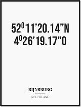 Poster/kaart RIJNSBURG met coördinaten