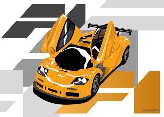 McLaren F1 GTR (F1 Achtergrond) op Poster - 50 x 70cm - Auto Poster Kinderkamer / Slaapkamer / Kantoor