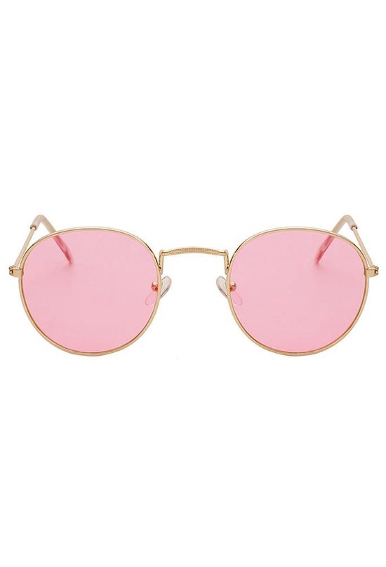 KIMU ronde bril round metal - goud montuur rond - roze glazen - retro  zonnebril gouden... | bol.com