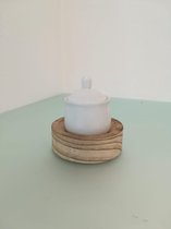 klein theekopje met een houten onderzetter - 2 stuks