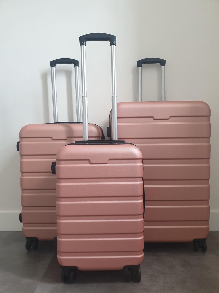 3-delige harde kofferset ABS - Champagne Roze - Dailysalesnl