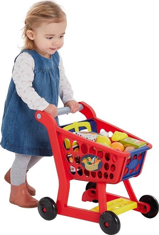 hoekpunt federatie voering Speelgoed winkelwagen met boodschappen 33 x 19 x 41 cm kinderen -... |  bol.com