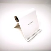 MaxiQualis Draagbare Smartphone/Tablet Standaard | Opvouwbaar | Hoge Kwaliteit Milieuvriendelijk ABS (wit met gouden ring)
