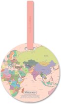 DW4Trading® Kofferlabel Wereldkaart rond kleurrijk