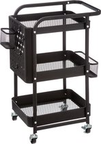 vidaXL Chariot de Ménage avec Panier de Rangement Chariot de Stockage Organisateur de Produits de Nettoyage avec Roues Cuisine Aluminium