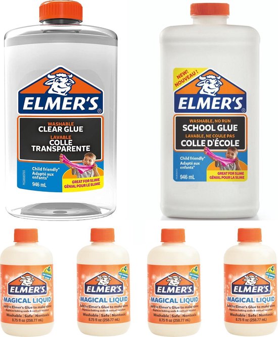 Elmers Dubbel Pakket voor perfect slijm! Doorzichtige witte lijm Elmer's... | bol.com