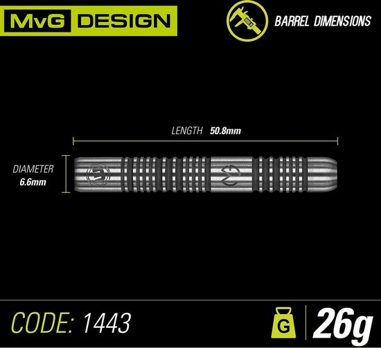 WINMAU - Michael Van Gerwen MvG Authentic: Steeltip Tungsten Dartpijlen Professioneel - 26g van Winmau — afbeelding 2
