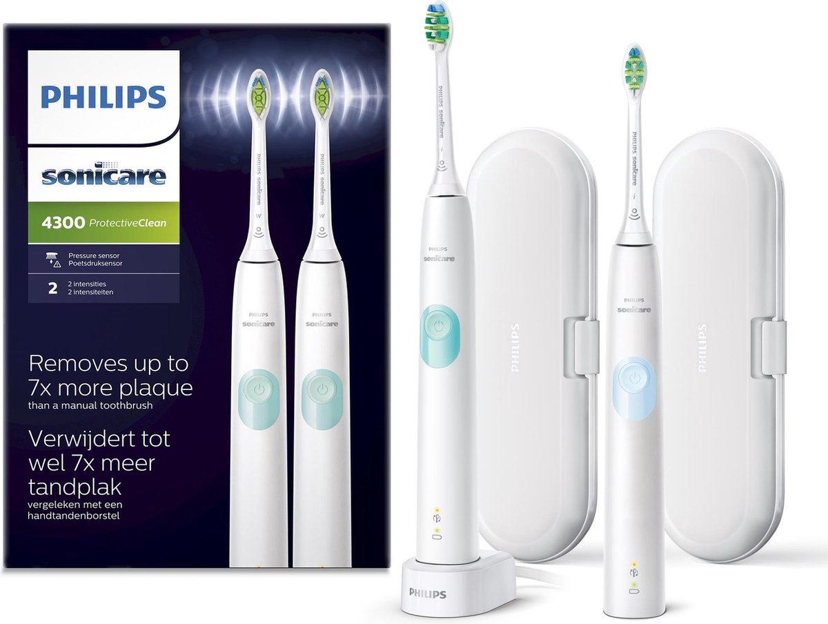Elk jaar Wat mensen betreft Zonder Philips Sonicare ProtectiveClean 4300 HX6809/35 Duo - Elektrische  tandenborstel - Wit | bol.com