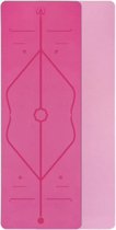 Yogamat met positielijnen – roze – antislip – extra lang (183 x 61 cm)
