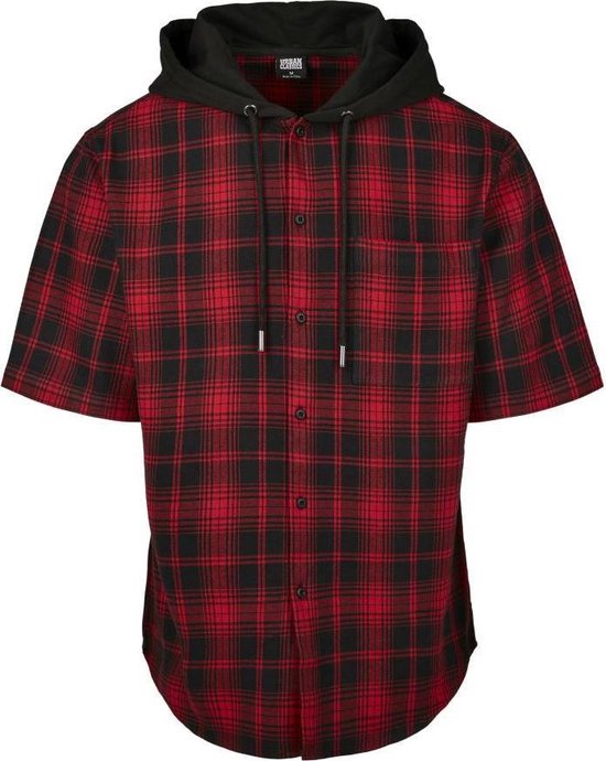 Urban Classics Overhemd Hooded Zwart/Rood