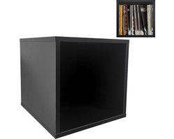 LP vinyl opbergkast kubus - platenkast - lp vinyl platen opbergrek - zwart