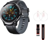 DrPhone PureSport Pro-X2 -  Smartwatch Horloge Mannen - IP68 Waterdicht - Sporthorloge - Carbon Fiber - Zwemmen - Zwart + Rood