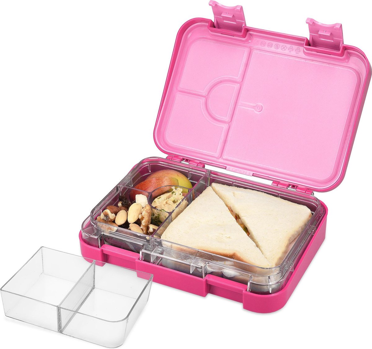 Navaris bentobox - Lunchbox met 4 tot 6 compartimenten - Broodtrommel met variabele vakjes - Voor lunch en tussendoortjes buitenhuis en op werk - Roze