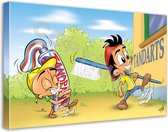 Tandarts Cartoon op canvas - Roland Hols - Grote tandenborstel - 40 x 60 cm - Houten frame 4 cm dik - Orthodontist - Mondhygiënist