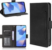 Voor OPPO A16 Skin Feel Kalf Patroon Horizontale Flip Lederen Case met Houder & Kaartsleuven & Fotolijst (Zwart)