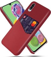 Voor Samsung Galaxy A90 5G Doek Textuur PC + PU Lederen Achterkant Schokbestendig Hoesje met Kaartsleuf (Rood)