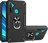 Voor Realme 5 PC + TPU-beschermhoes met 360 graden draaibare ringhouder (zwart)