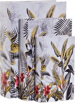 Set decoratieve dozen DKD Home Decor Tropisch Canvas Hout MDF (2 pcs)